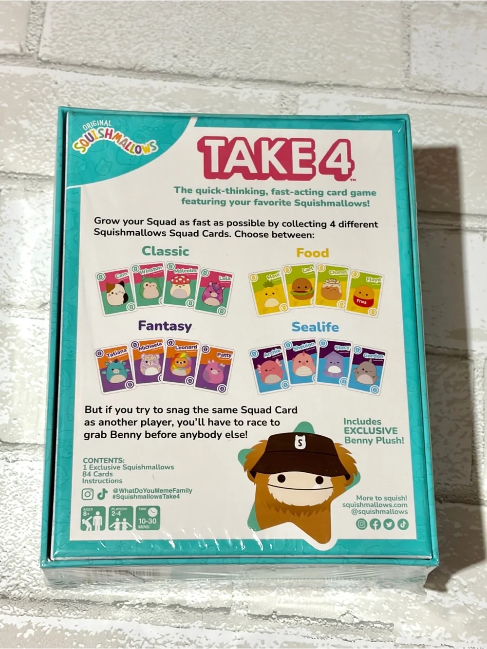 What Do You Meme Squishmallows Take 4 Card Game Brown Benny Bigfoot Plush NEW